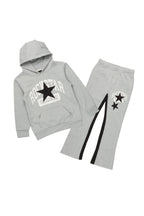 Girls Mallora Heather Grey Baggy Stacked Hoodie Track Set