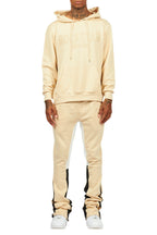 Sana Beige Hoodie/Stacked Flare Track Pant Set