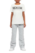 Boys Emilio White /Heather Grey T-Shirt Flare Sweat Pant Set