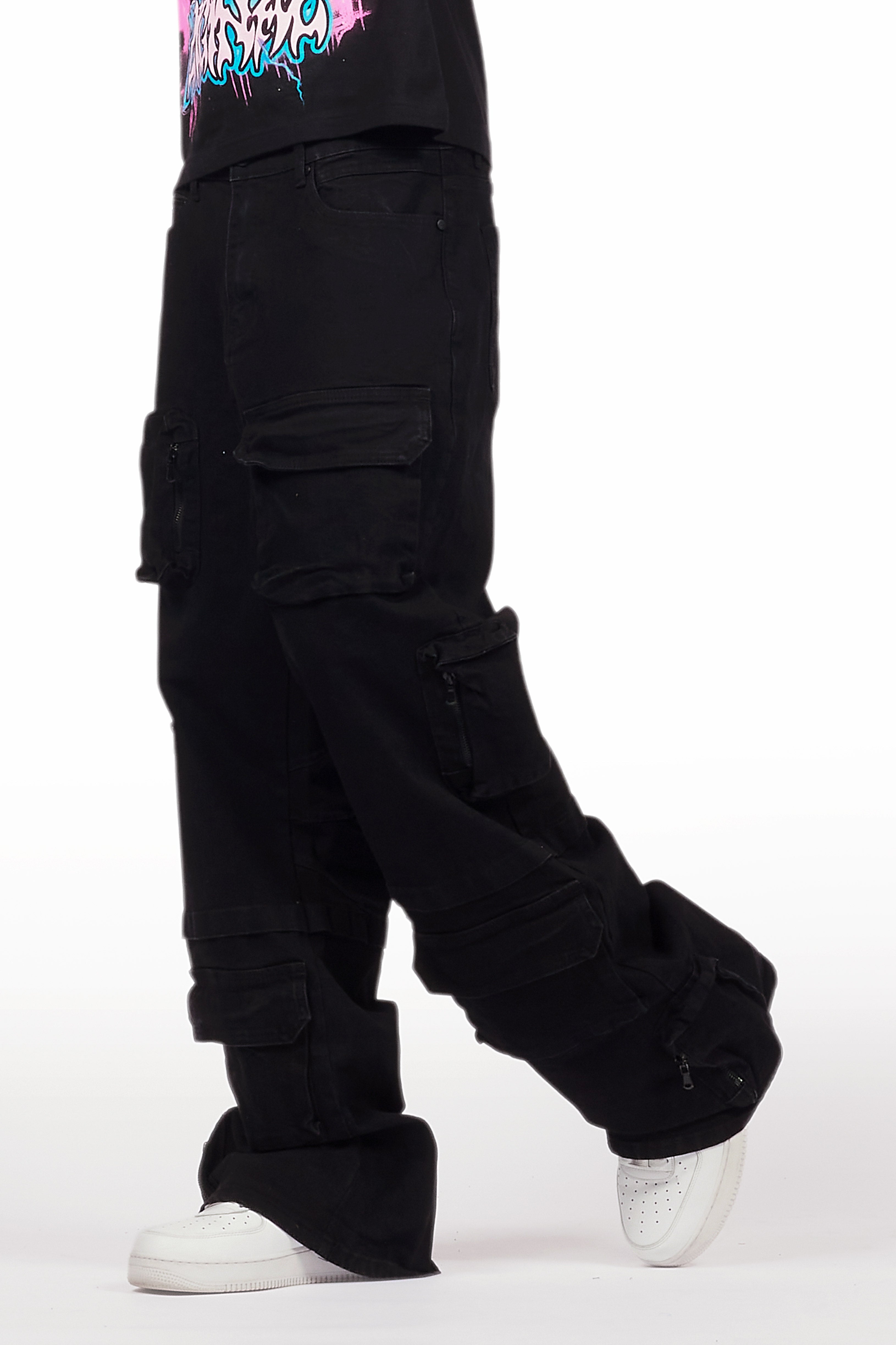 Pocketeer Black Baggy Cargo Fit Jean