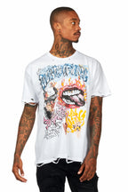 Yooz White Graphic Oversized T-Shirt