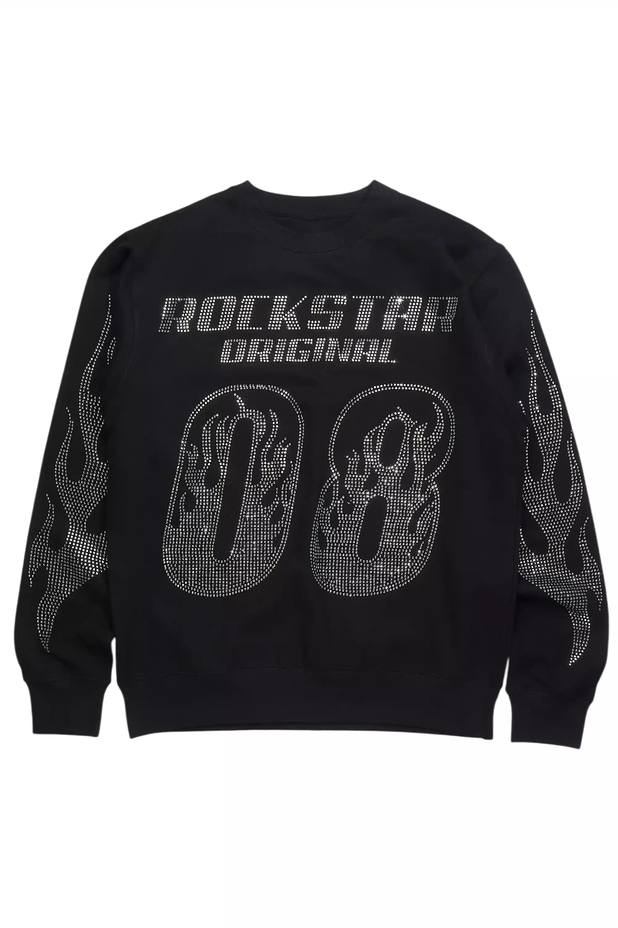 Jahlil Black/Silver Rhinestone Crewneck Sweatshirt