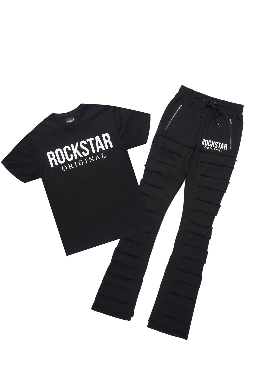 Emilio Black T-Shirt/Stacked Flare Track Set