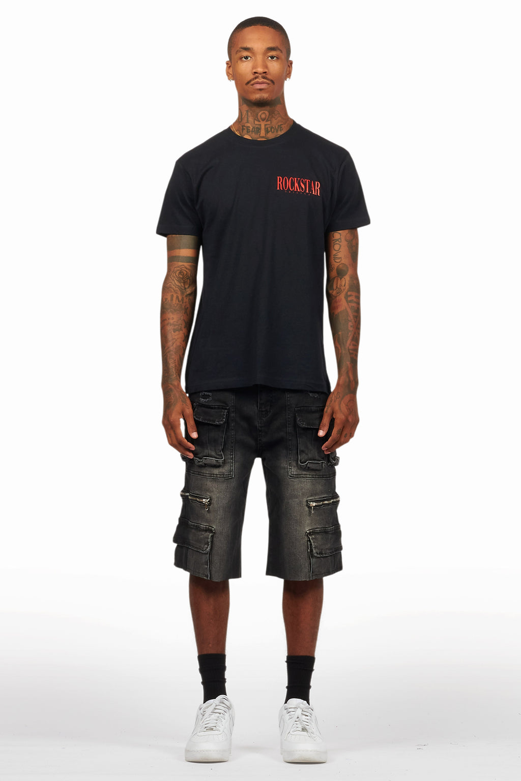 Dayte Nite Black/Red T-Shirt/Denim Short Set