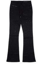 Lucki Black Rhinestone Stacked Flare Jean