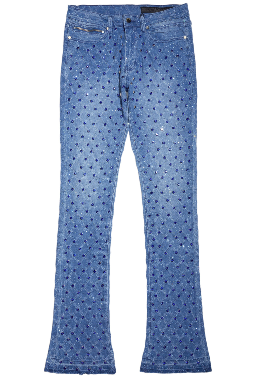 Glit Royal Blue Rhinestone Stacked Flare Jean