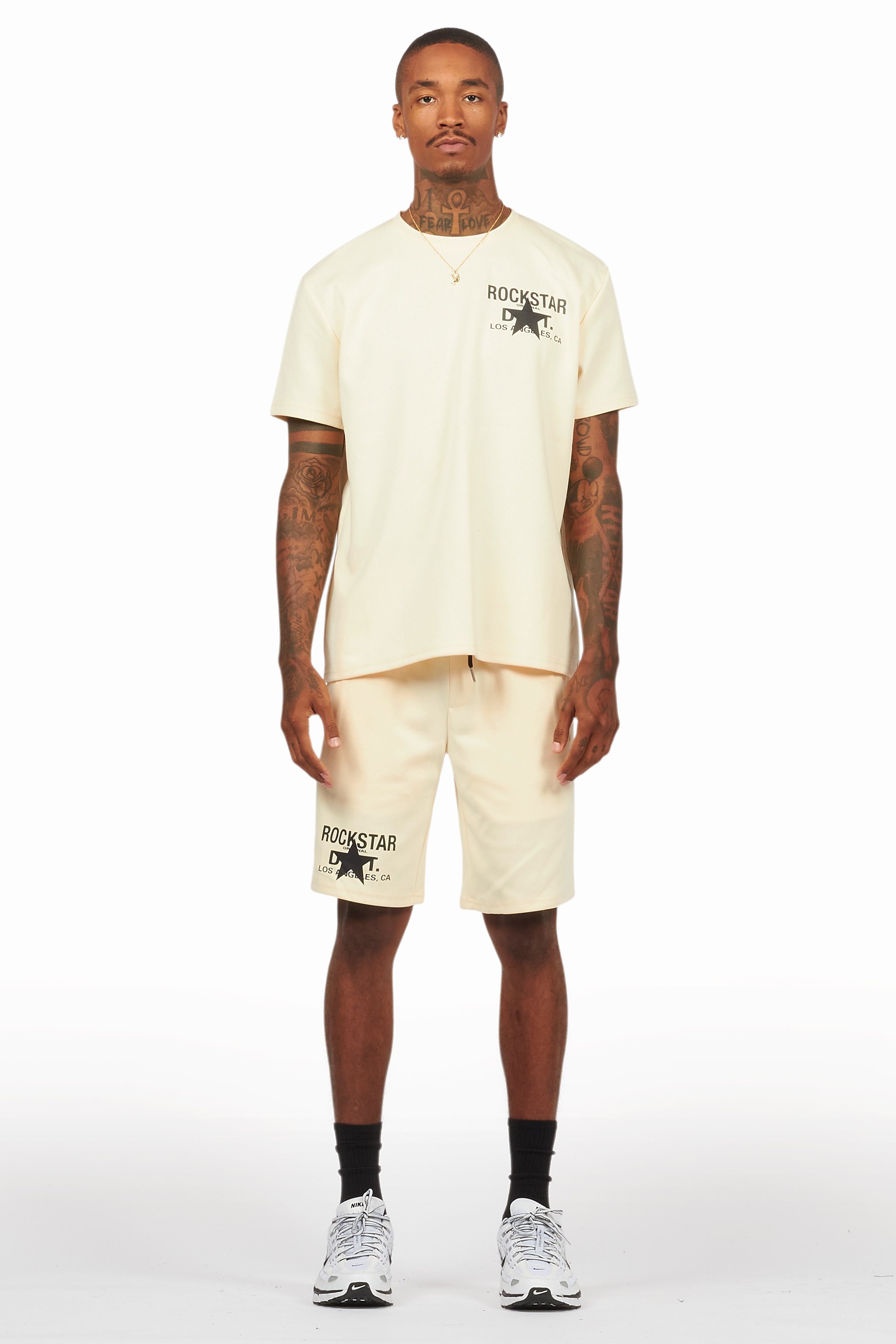 Lake Beige Graphic T-Shirt/Short Set