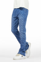 Glit Royal Blue Rhinestone Stacked Flare Jean