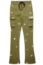 Radko Olive Stacked Flare Cargo Pants