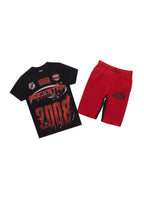 Boys Amos Black/Burgundy T-Shirt/Short Set