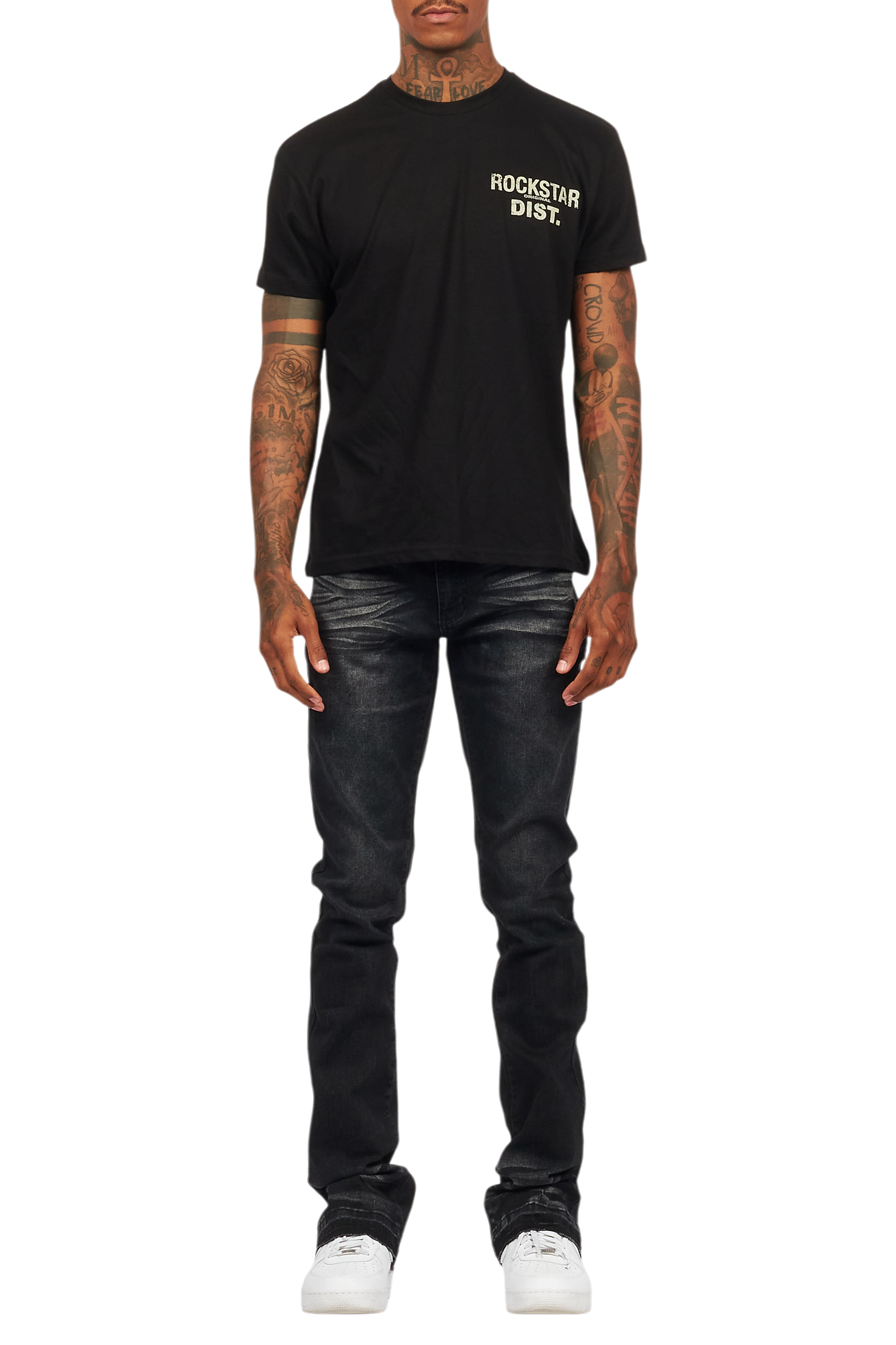 Lake Black/Beige T-Shirt/Dag Stacked Flare Jean Set