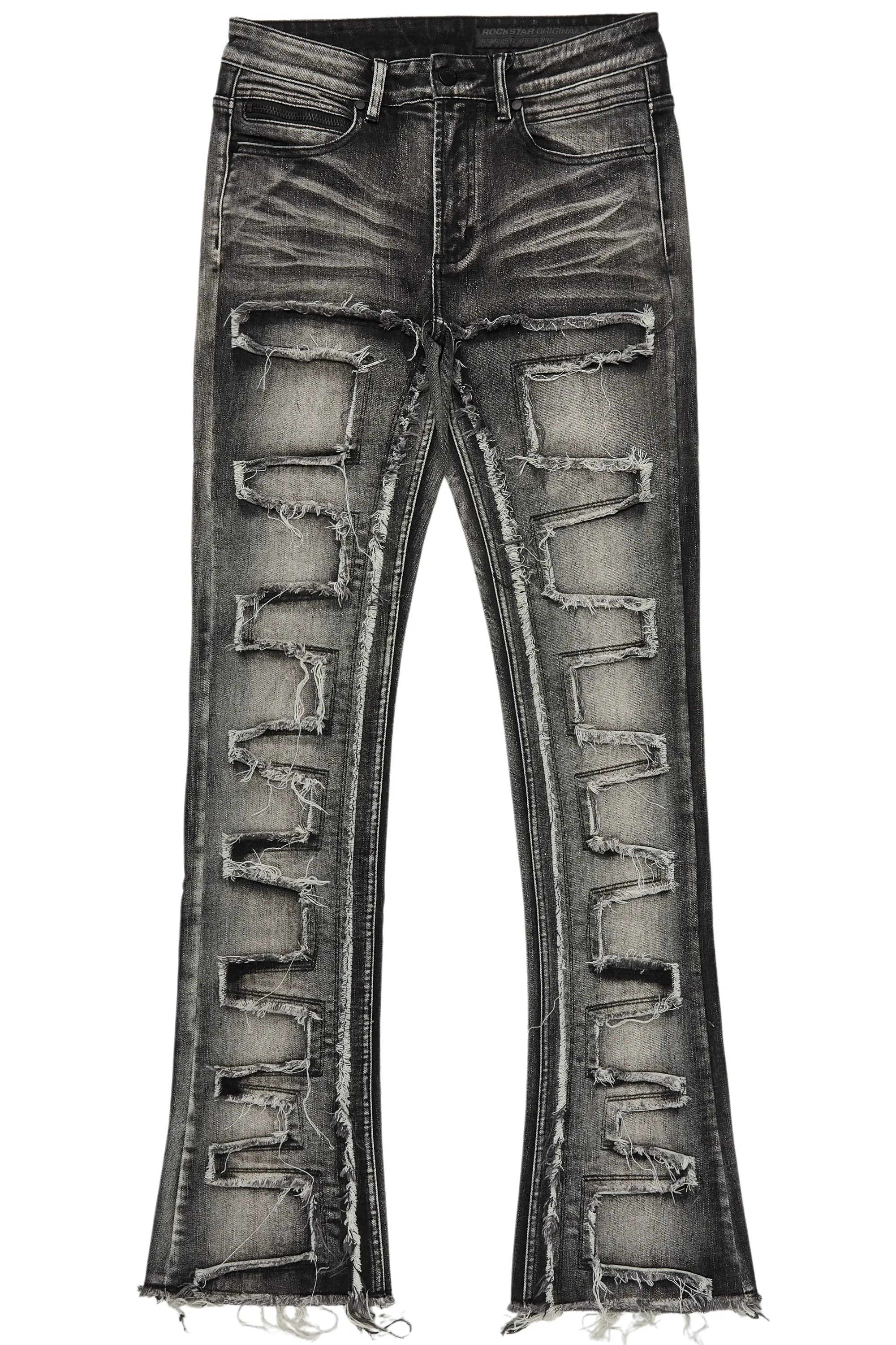 Shake Light Grey Stacked Flare Jean