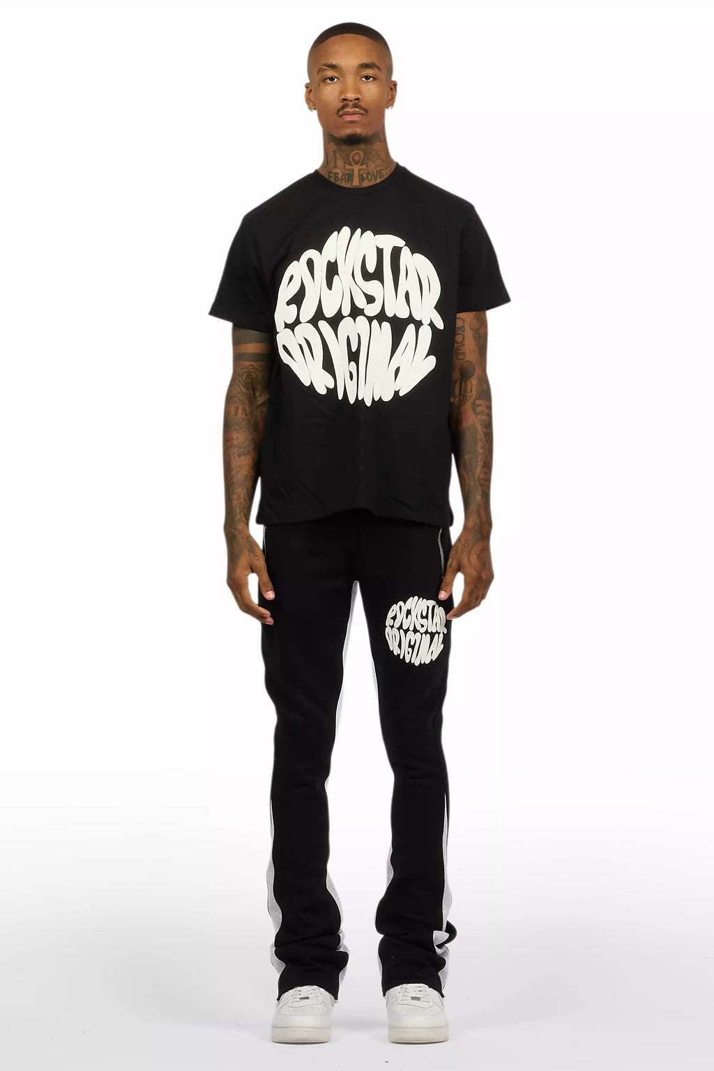 Thierry Black T-Shirt/Stacked Flare Track Set