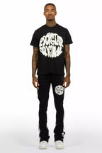 Thierry Black T-Shirt/Stacked Flare Track Set