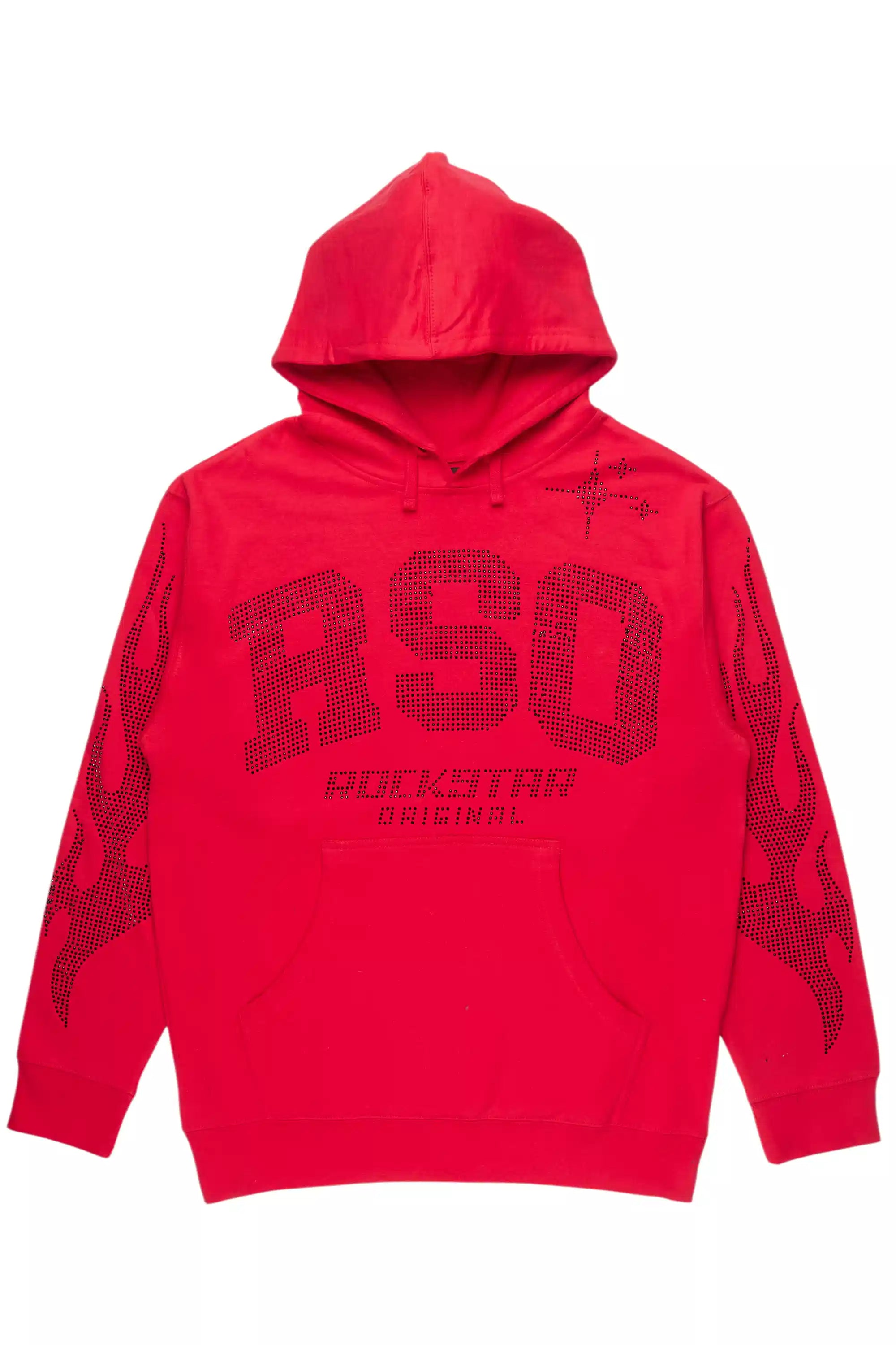 Merek Red/Black Rhinestone Graphic Hoodie