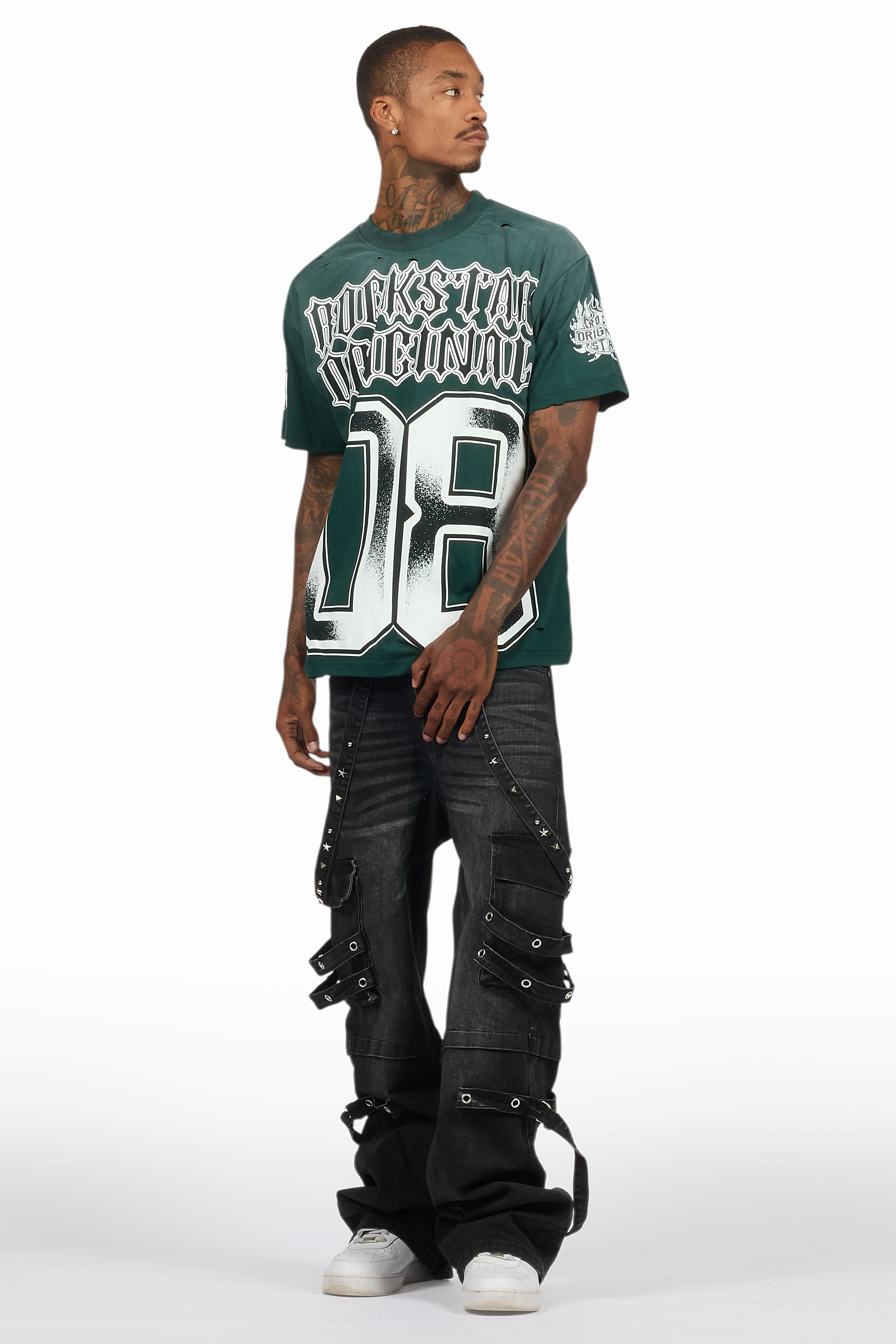 Nealon Black Baggy Cargo Fit Jean