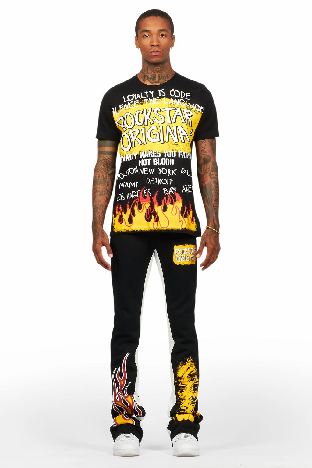 Beno Black T-Shirt/Baggy Stacked Pant Set