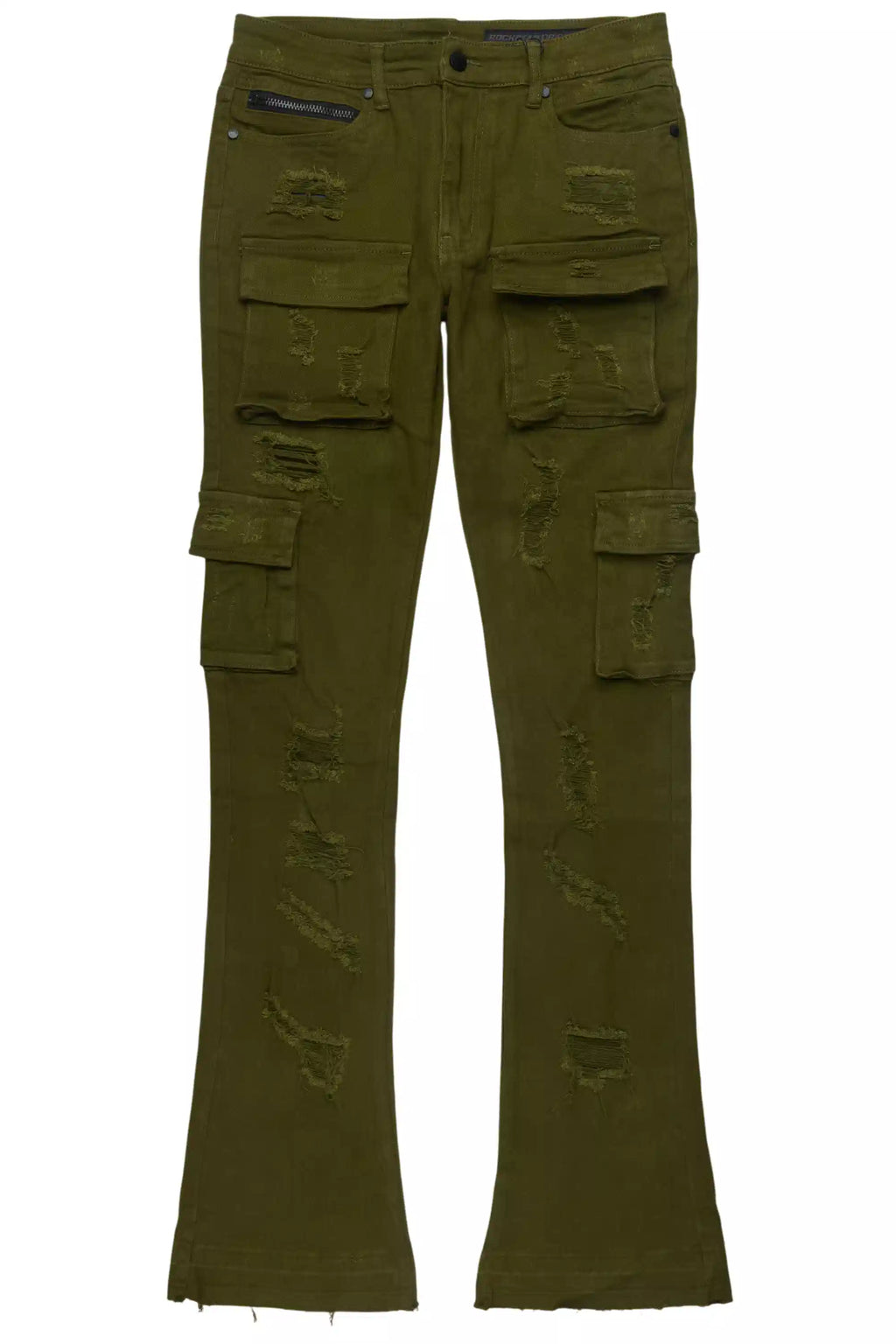 Zaid Olive Stacked Flare Jean