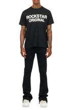 Lucki Black Rhinestone Stacked Flare Jean