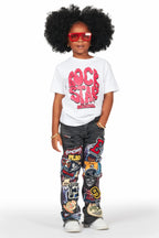 Girls Esma Black Stacked Flare Jean