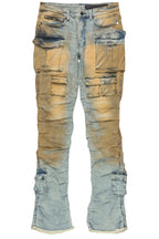Gentry Dirty Blue Stacked Flare Jean