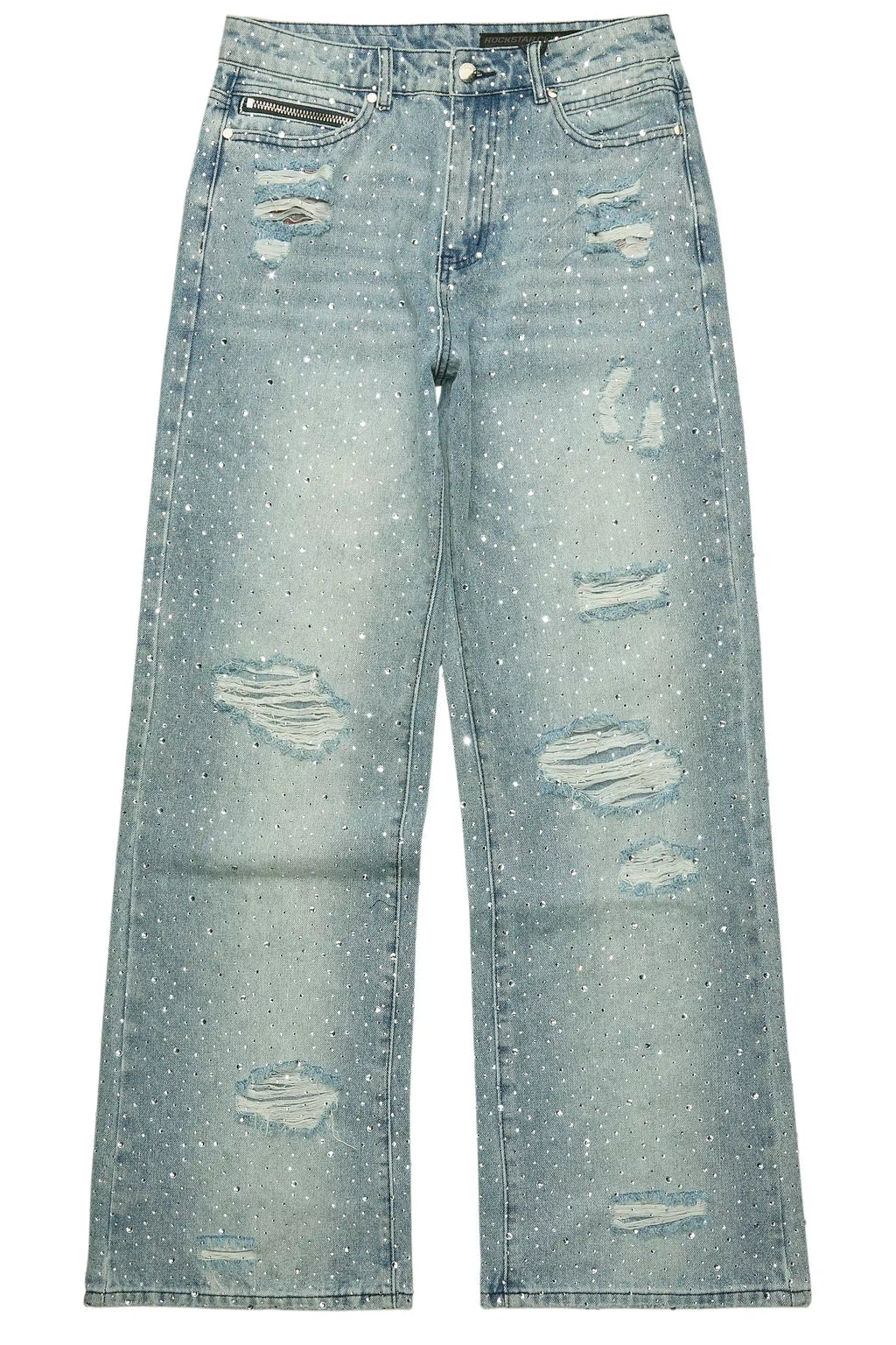 Discolite Rhinestone Light Blue Baggy Jean