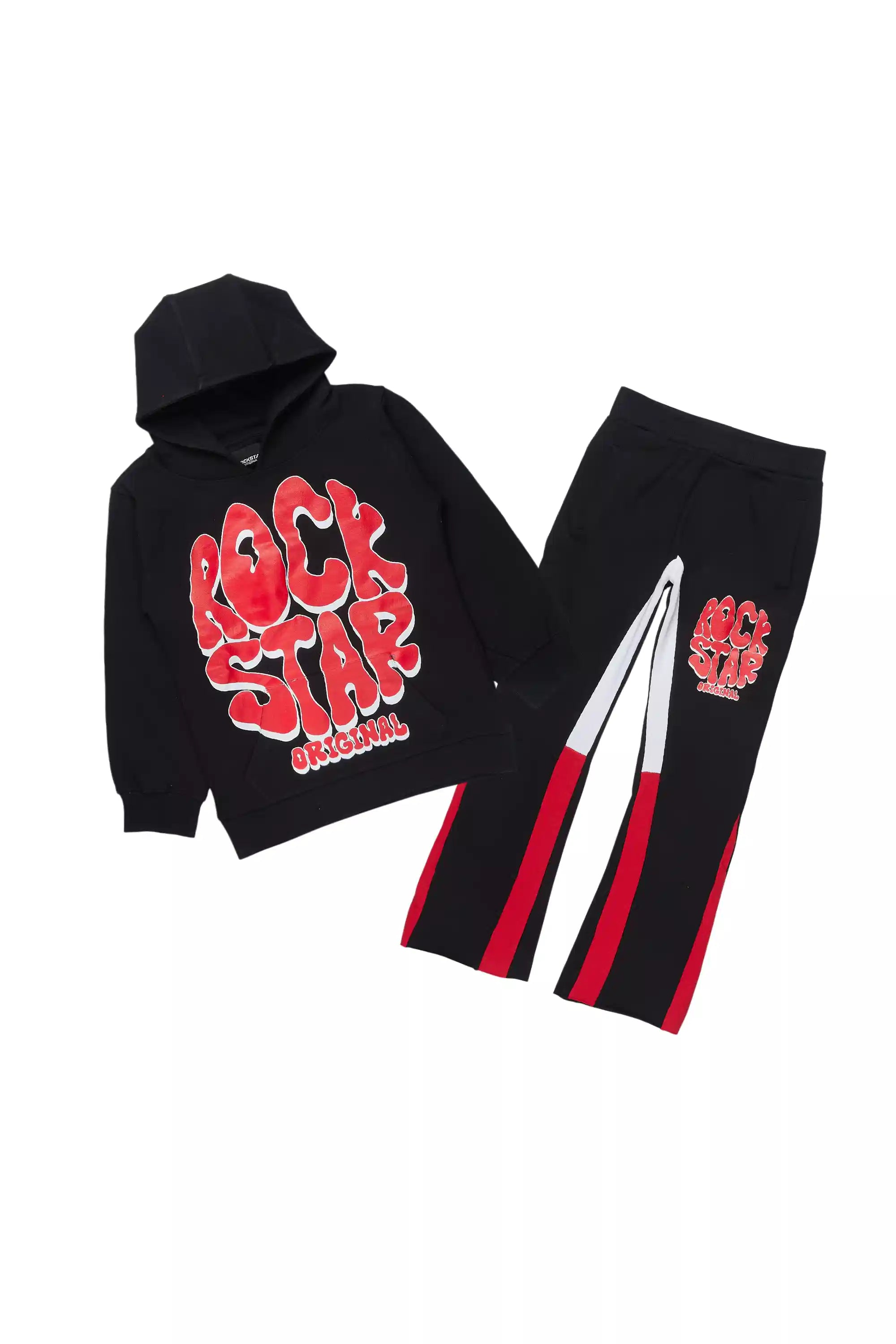 Boys Warblen Black/Red Stacked Flare Track Set