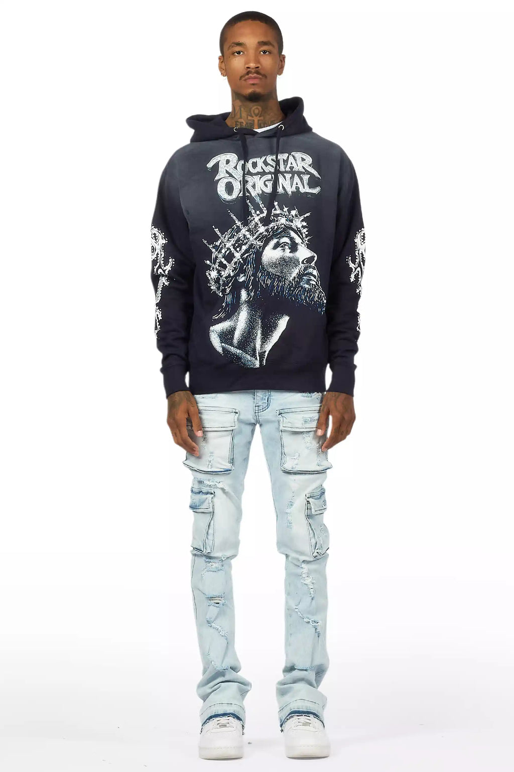 Zaid Blue Stacked Flare Jean