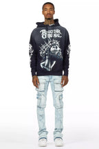 Zaid Blue Stacked Flare Jean