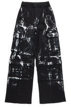 Necola Black Painted Stretch Wide Leg Jean