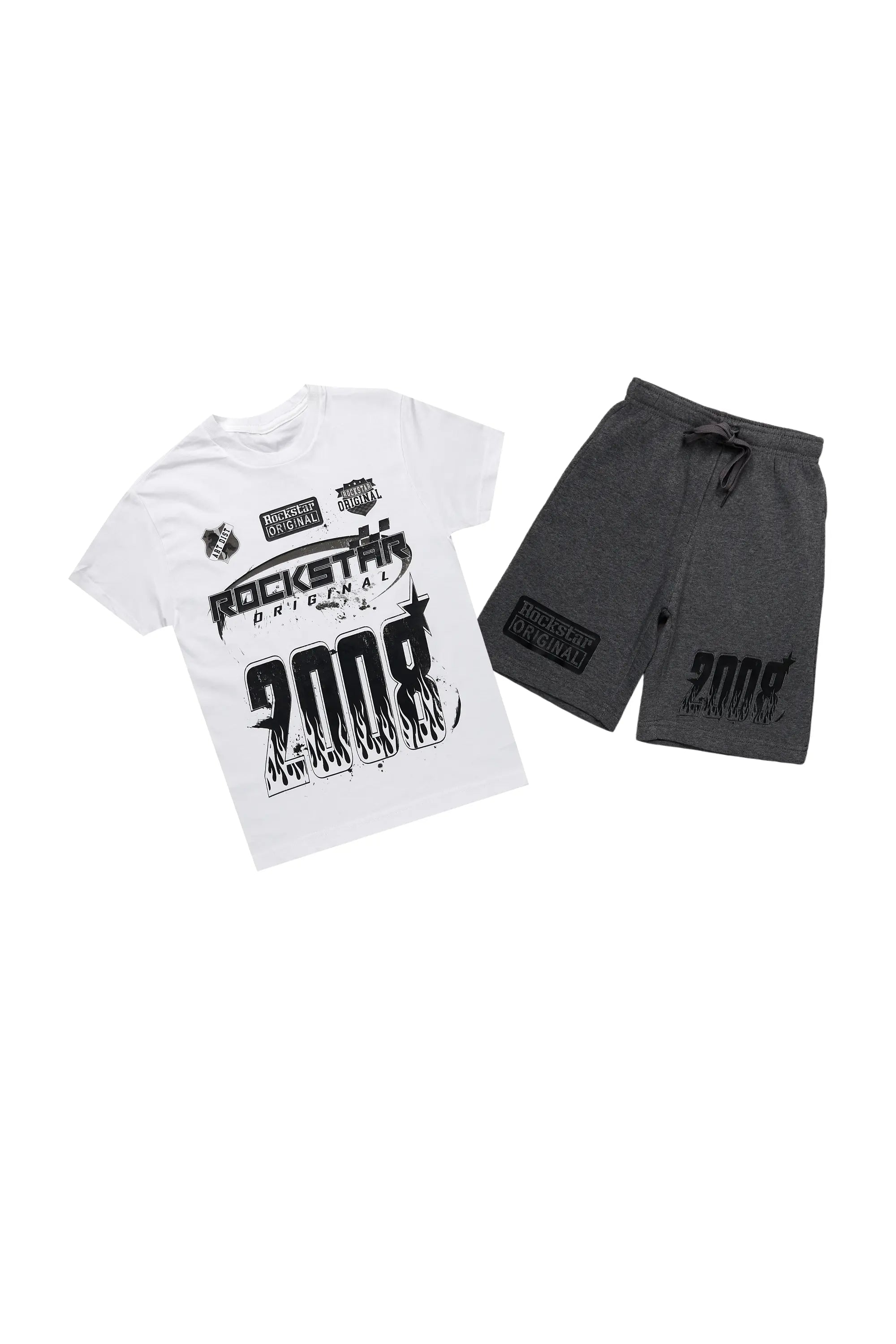Boys Amos White/Heather T-Shirt/Short Set