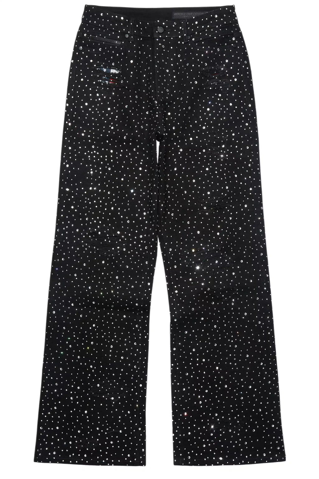 Discolite Rhinestone Jet Black Baggy Jean