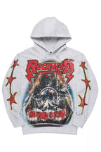 Lucian Heather Grey/Red Graphic Hoodie