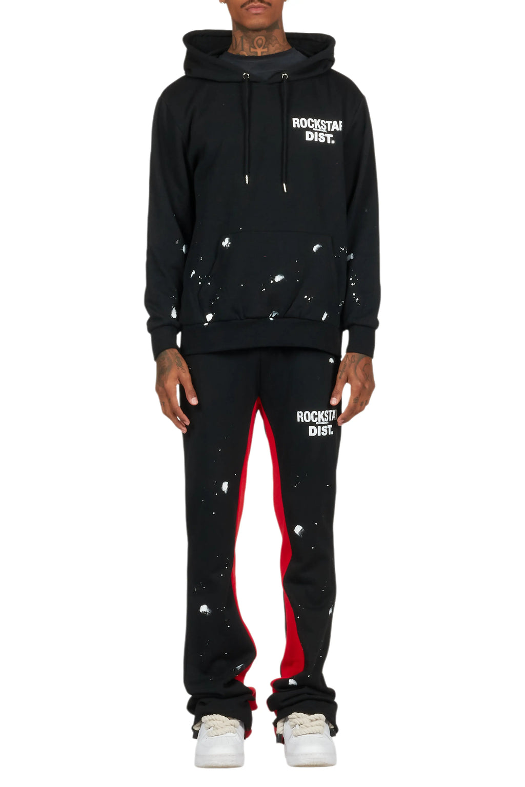 Raffer Black/Red Hoodie Baggy Fit Pant Track Set