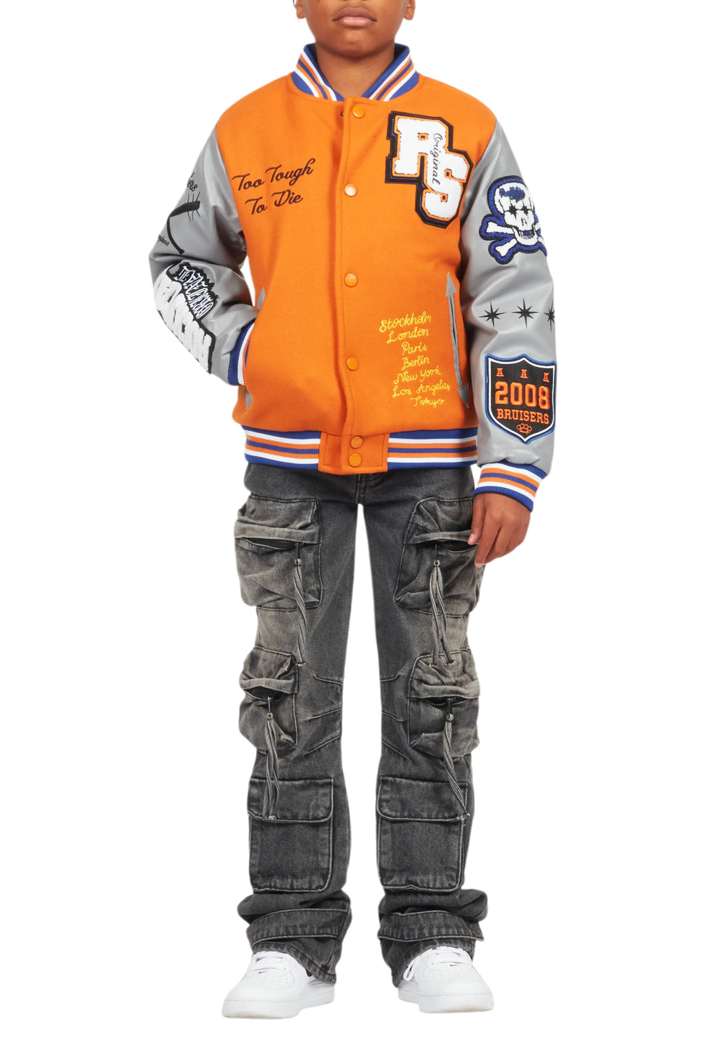 Boys Shexter Orange Varsity Jacket