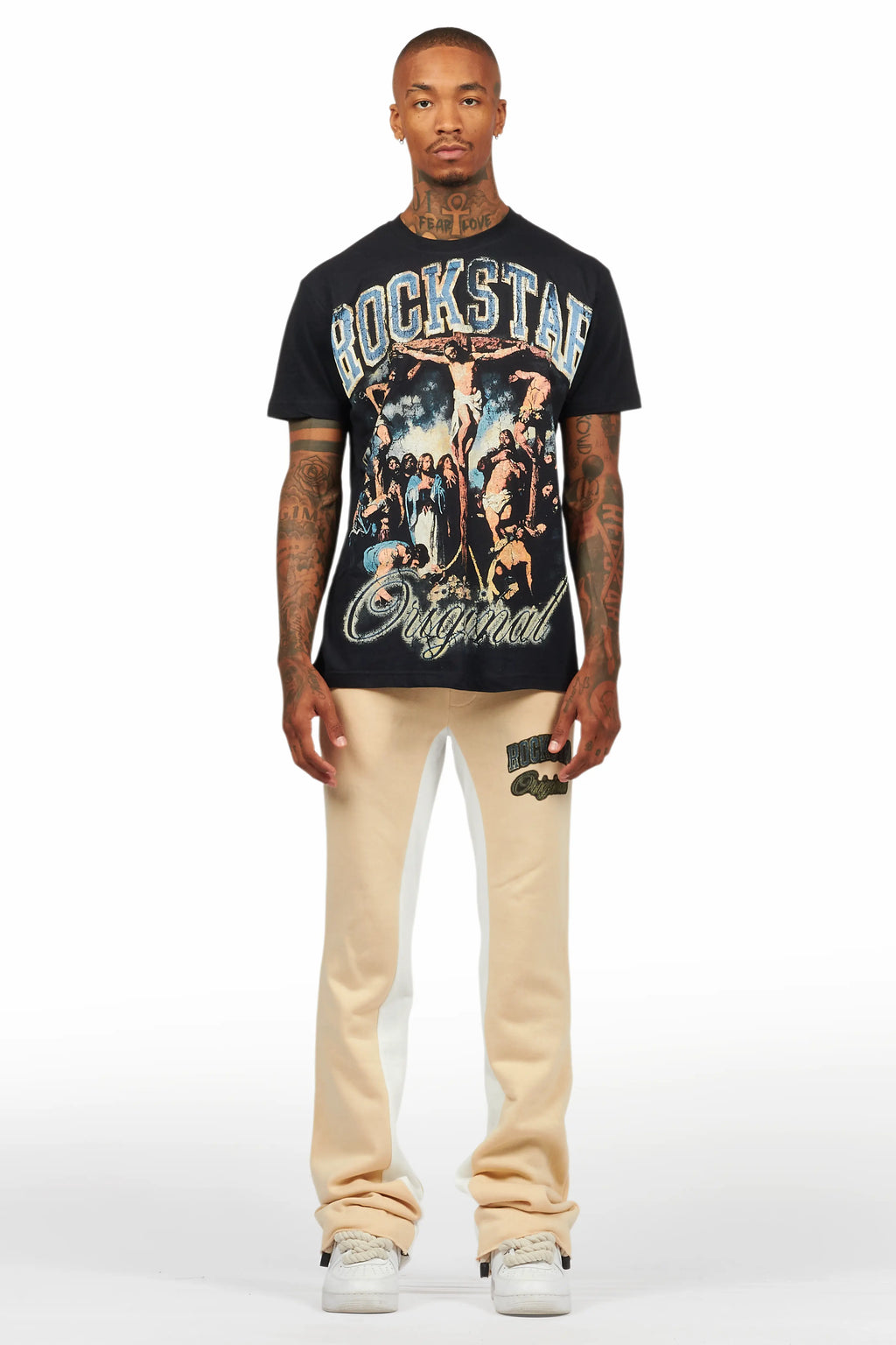 Waller Black/Beige T-Shirt/Baggy Pant Set