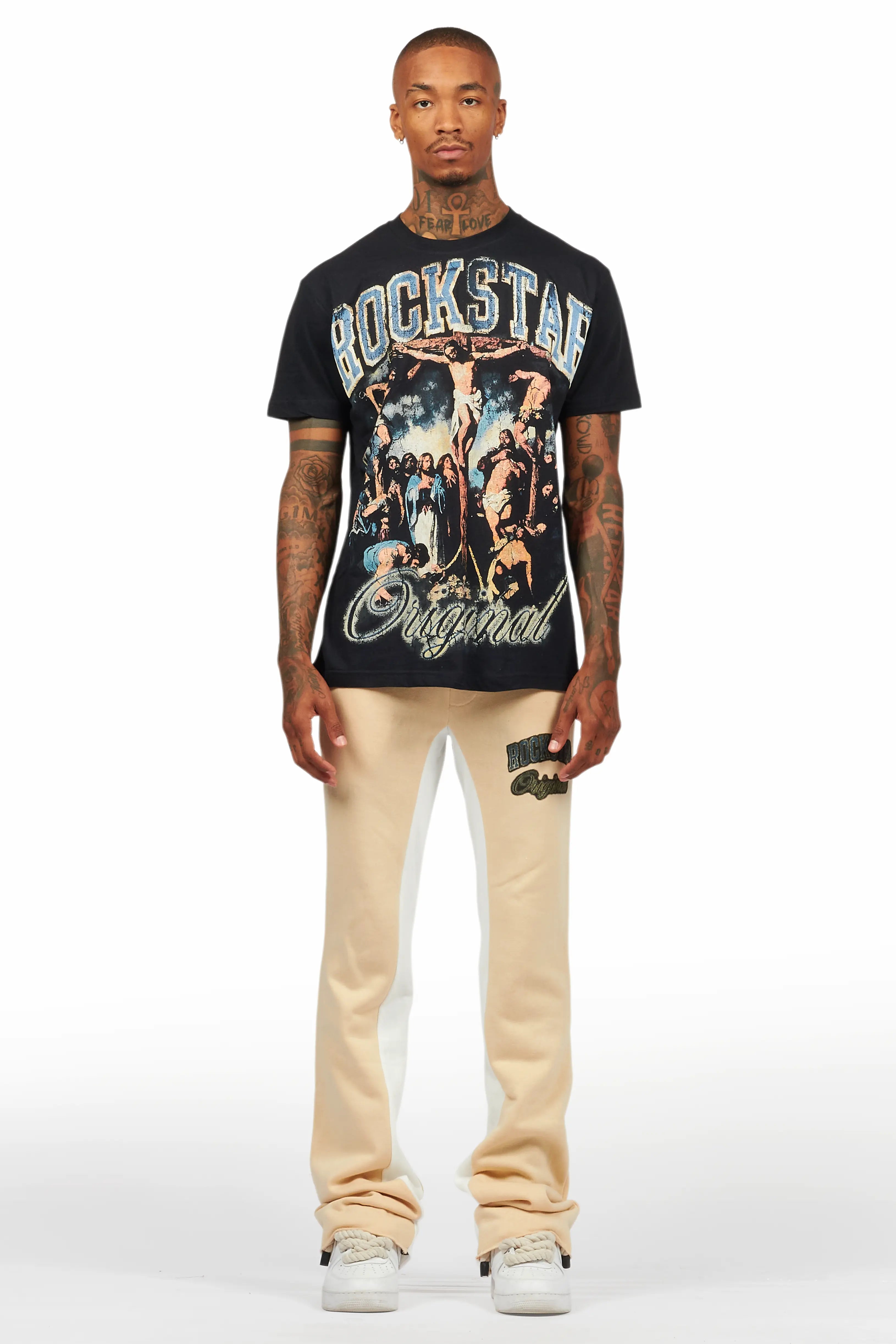 Waller Black/Beige T-Shirt/Baggy Pant Set