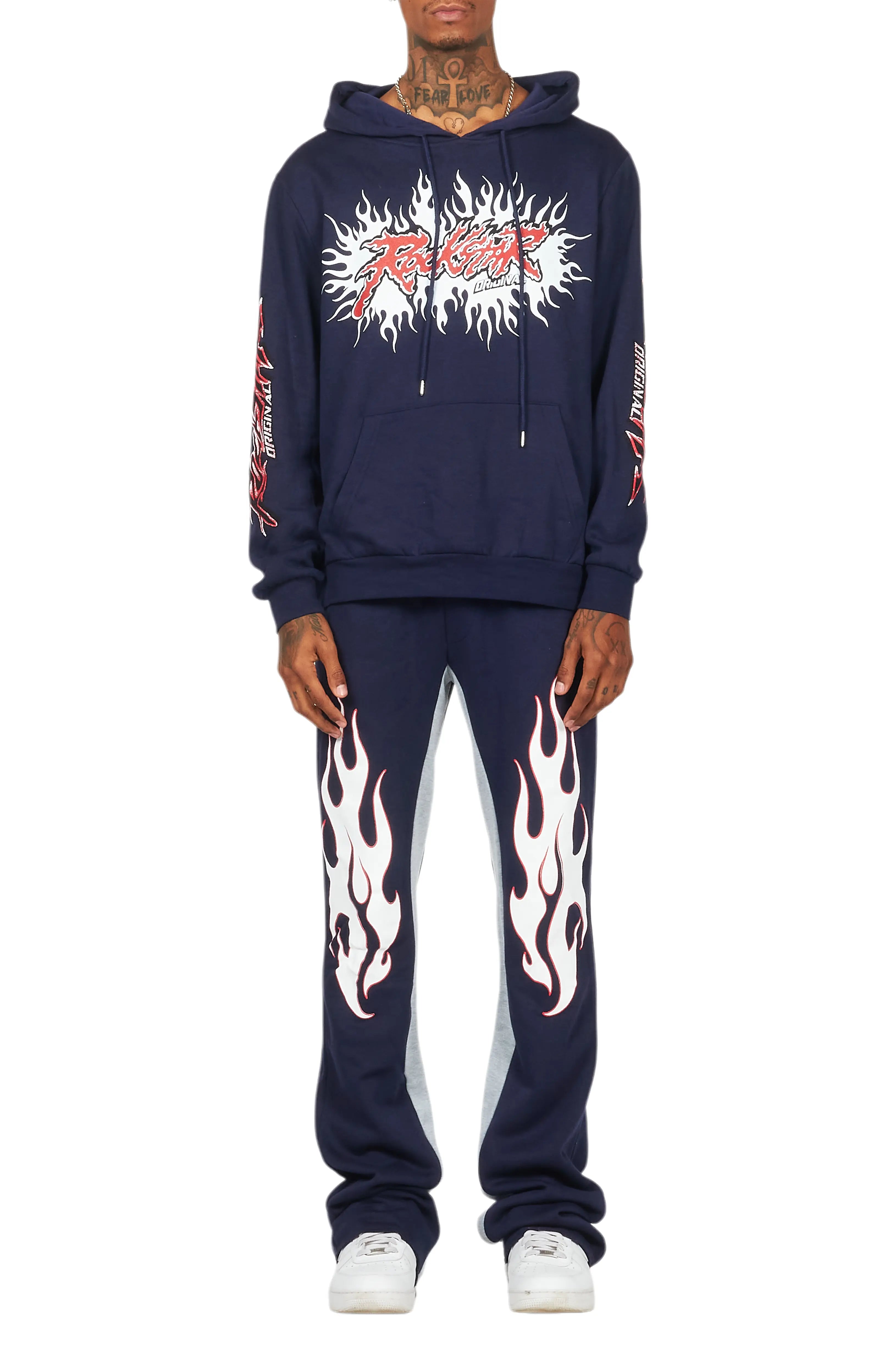 Tidus Navy Hoodie Baggy Fit Pant Track Set