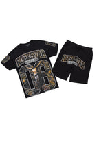 Fields Black Graphic T-Shirt Short Set