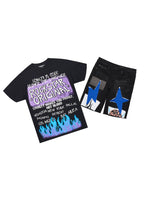 Beno Black T-Shirt/Denim Short Set