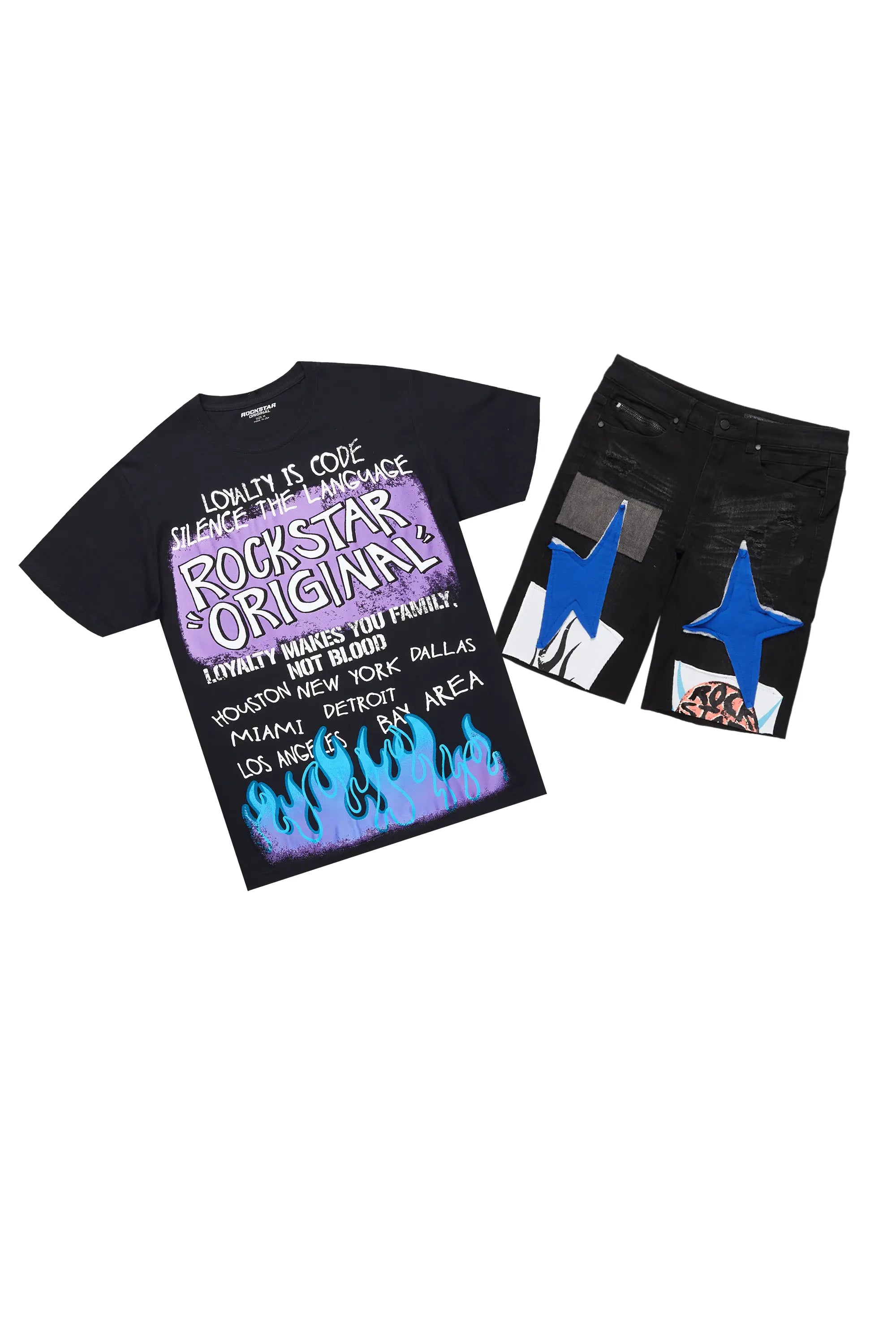 Beno Black T-Shirt/Denim Short Set