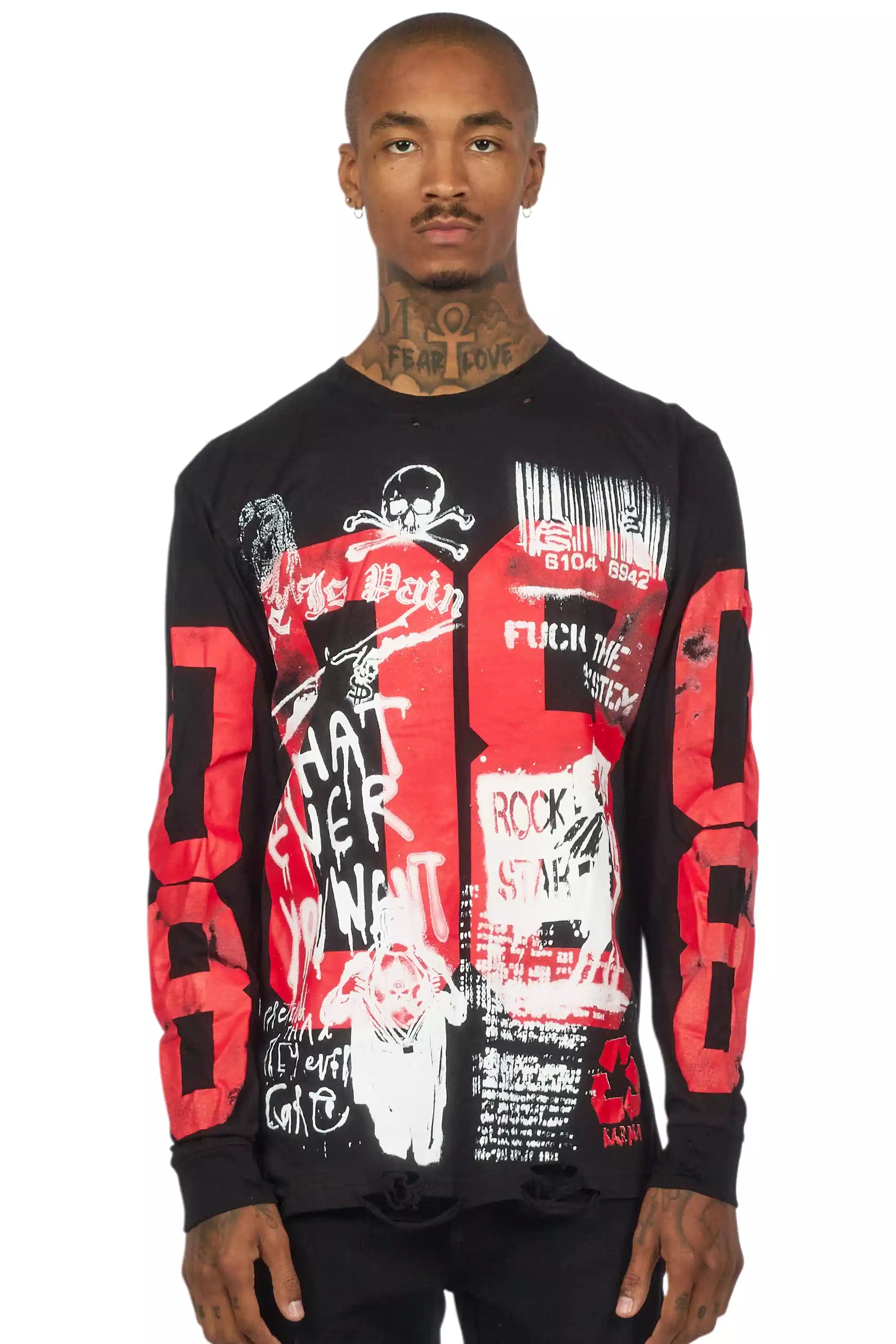 Grill Black/White Long Sleeve Graphic T-Shirt