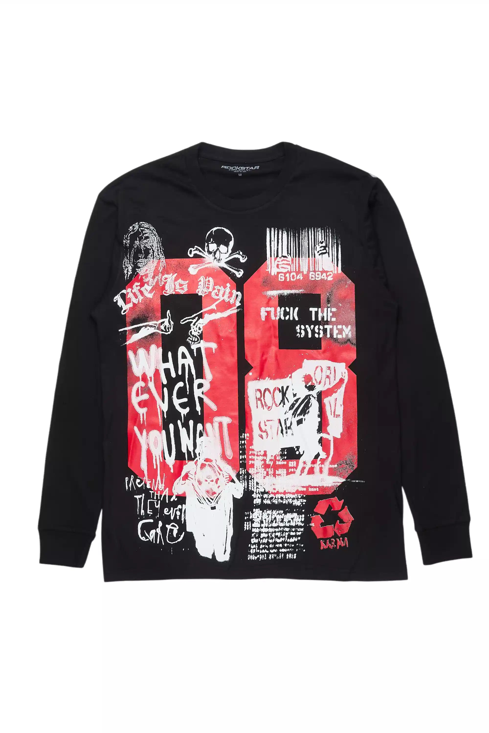 Kammile Black/White Long Sleeve Graphic T-Shirt