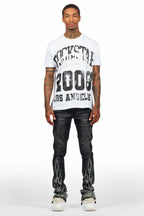 Samba Dark Grey Rhinestone Stacked Flare Jean