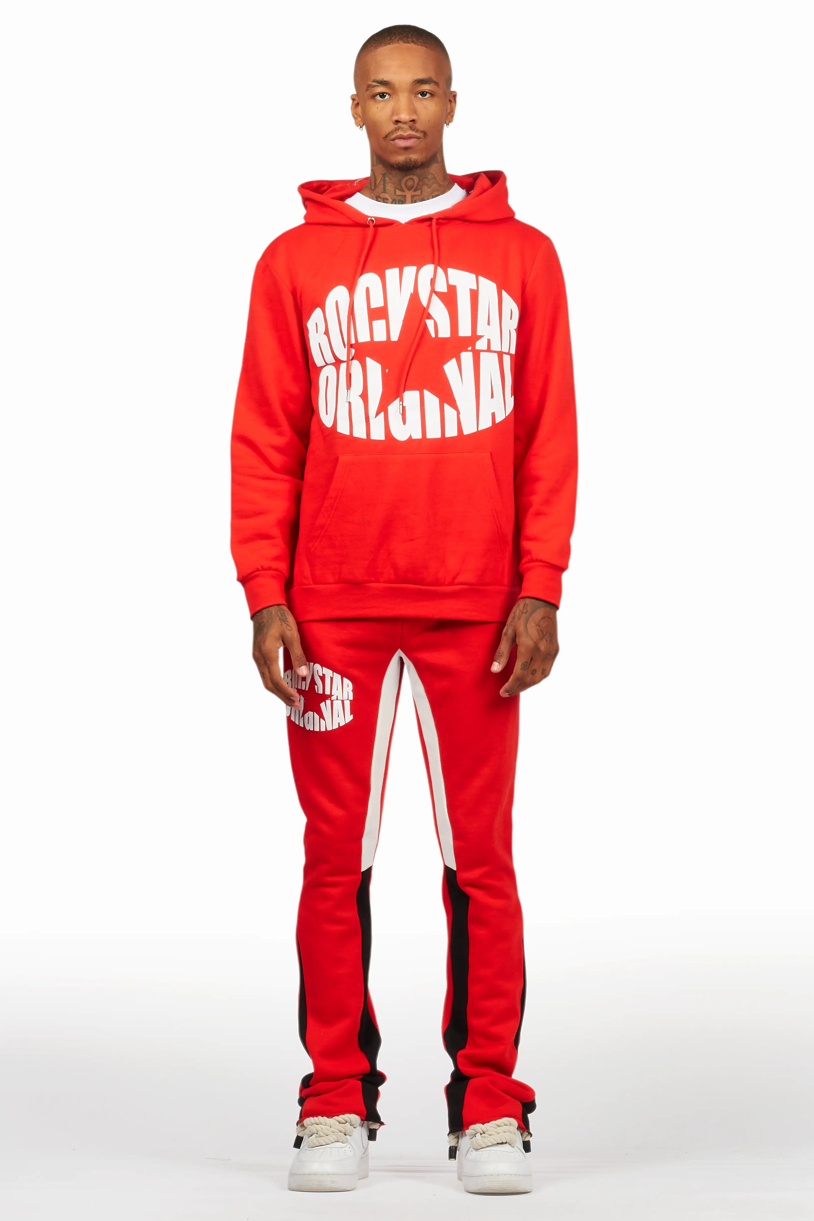 States Red Hoodie Stacked Flare Track Set
