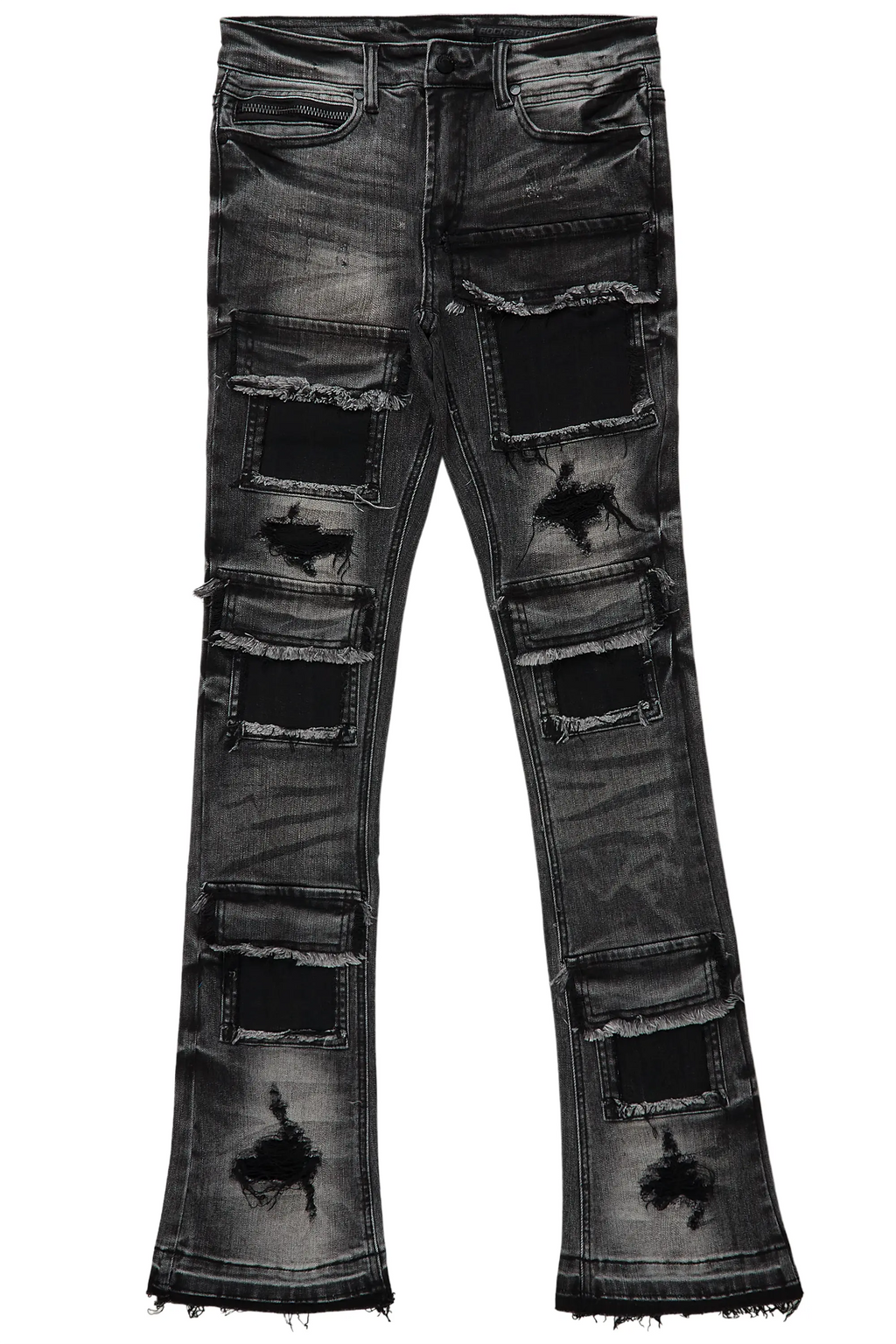 Petrus Grey Stacked Flare Jean