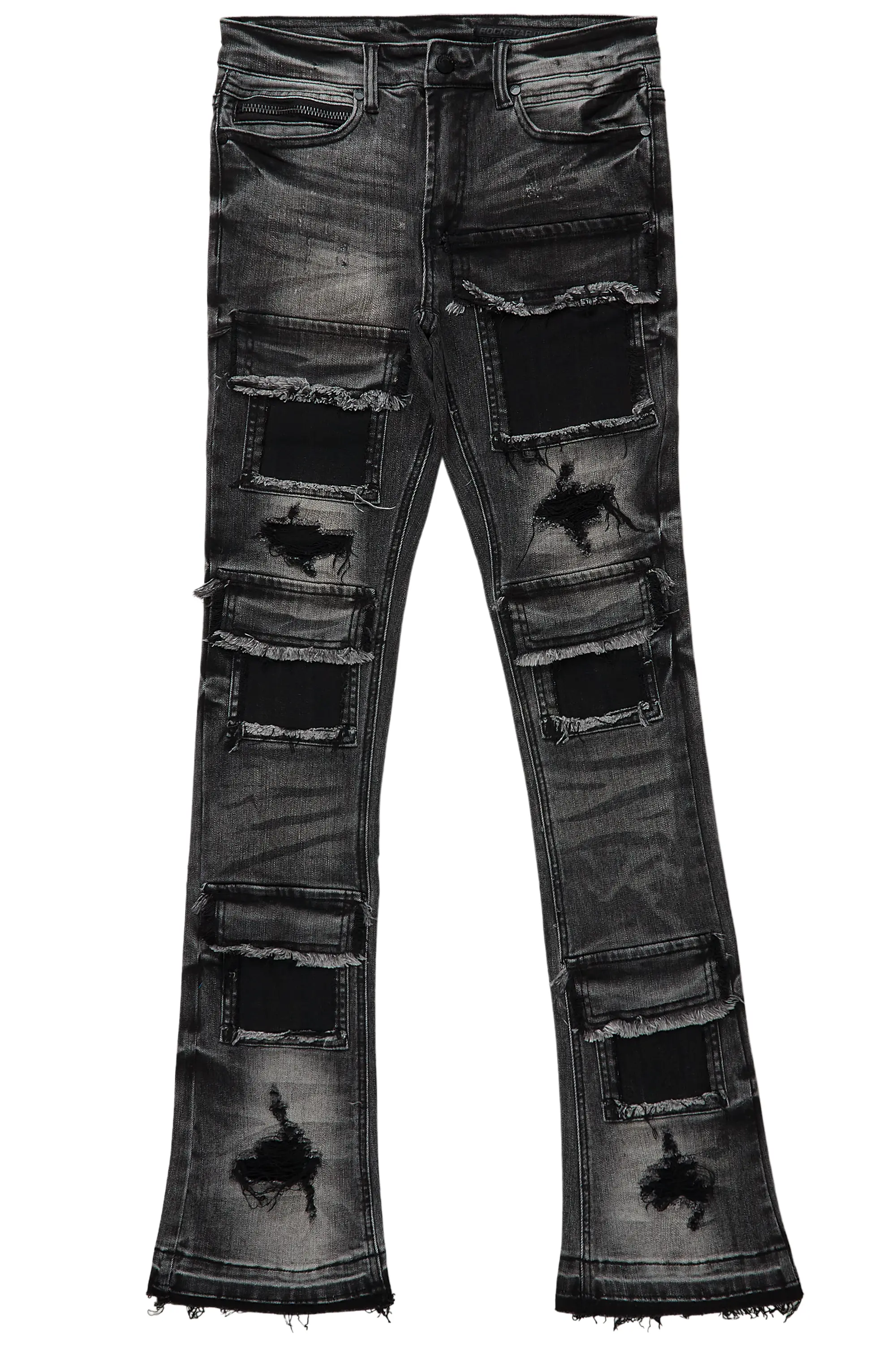 Petrus Grey Stacked Flare Jean