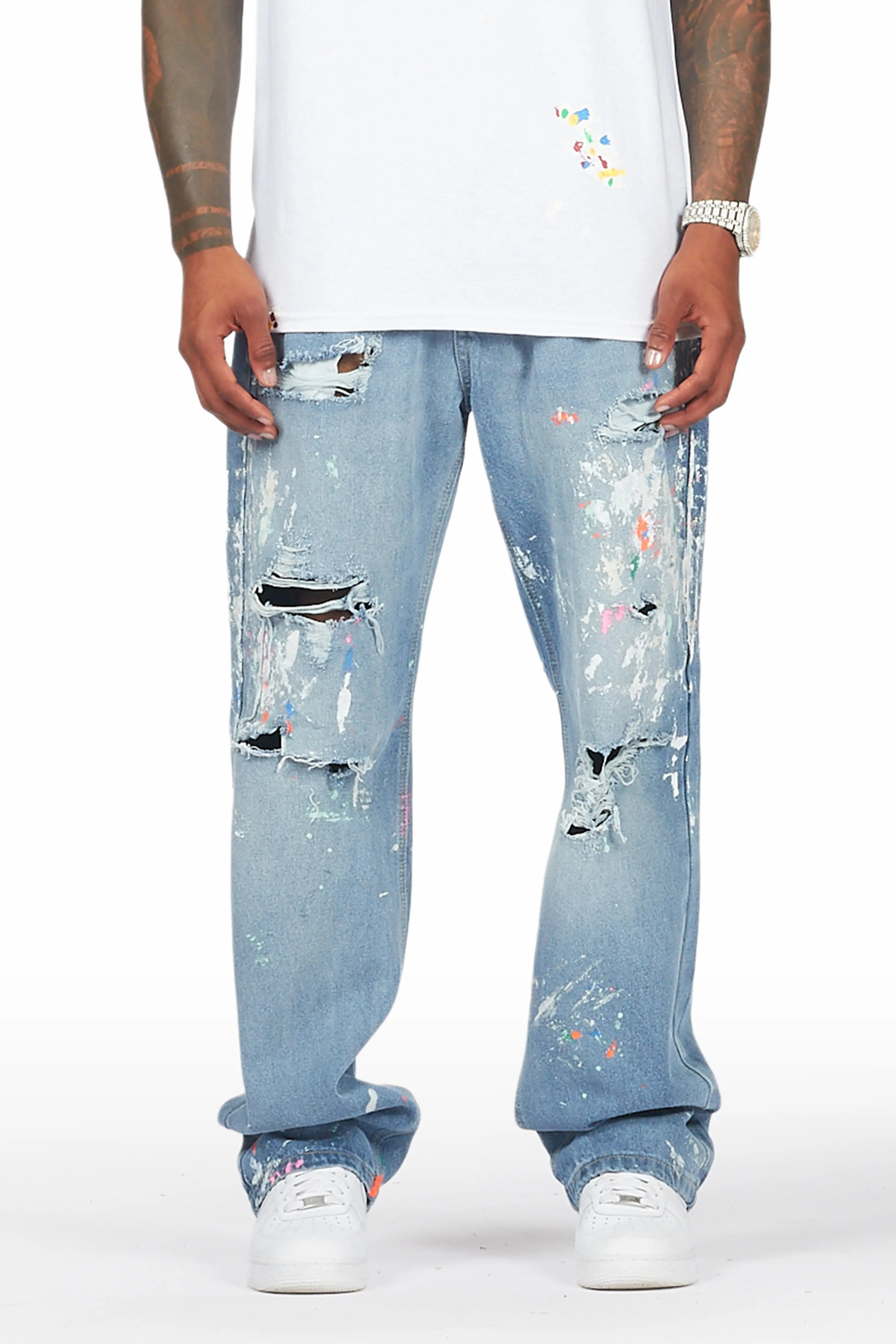 Zasha Indigo Painter Baggy Jean
