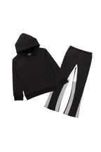 Boys Basic Black/Grey Stacked Flare Pant Set