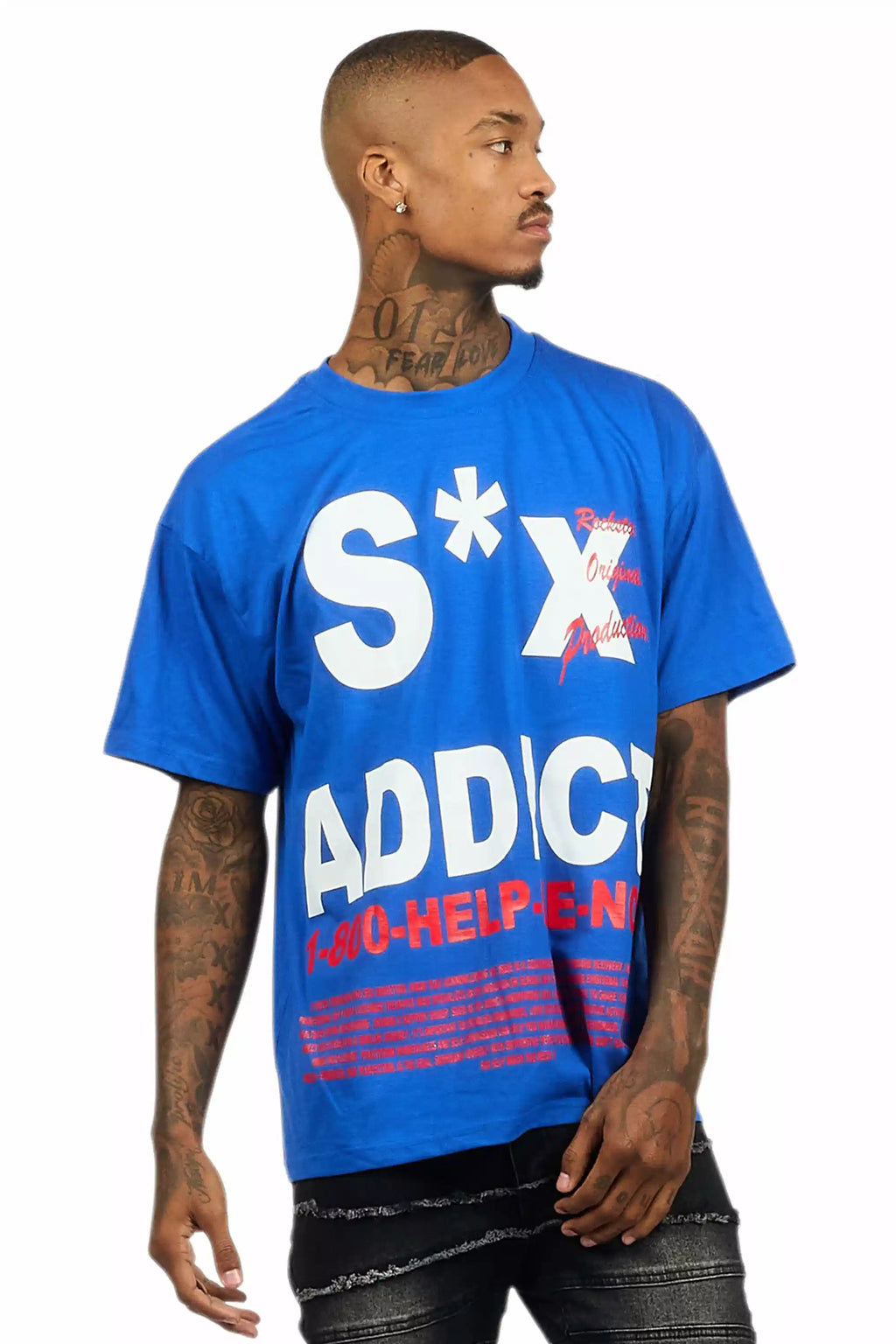 Addict Royal Blue Graphic T-Shirt